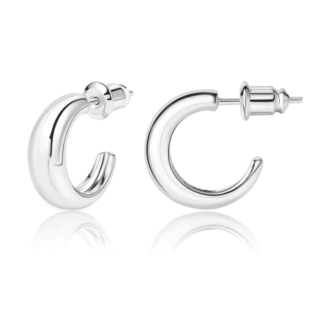 Small Silver Hoops Earrings | Hypoallergenic Small Silver Post Half